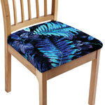 Blue Tropical Leaves Print Chair Cushion Cover