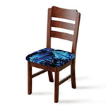Blue Tropical Leaves Print Chair Cushion Cover