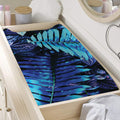 Blue Tropical Leaves Print Changing Pad Cover