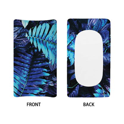 Blue Tropical Leaves Print Changing Pad Cover