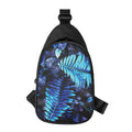 Blue Tropical Leaves Print Sling Bag