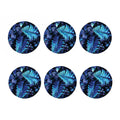 Blue Tropical Leaves Print Coaster Set