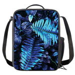 Blue Tropical Leaves Print Crossbody Lunch Bag