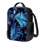 Blue Tropical Leaves Print Crossbody Lunch Bag