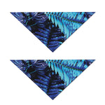 Blue Tropical Leaves Print Dog Bandana