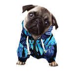 Blue Tropical Leaves Print Dog Zip Up Hoodie