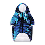 Blue Tropical Leaves Print Dog Zip Up Hoodie