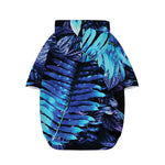 Blue Tropical Leaves Print Dog Zip Up Hoodie