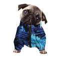 Blue Tropical Leaves Print Dog Zip Up Jacket