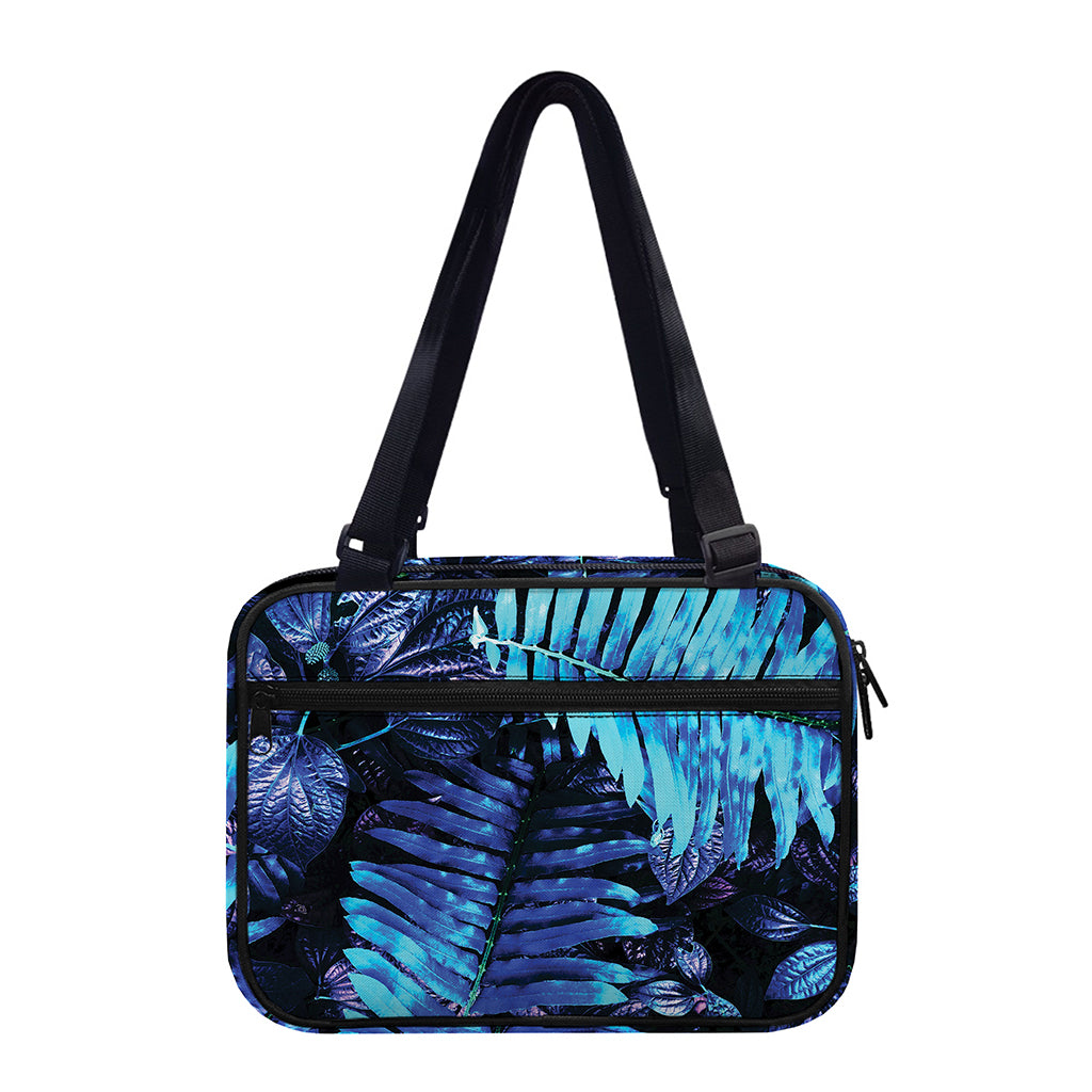 Blue Tropical Leaves Print Double Strap Bible Bag