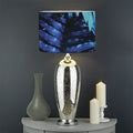Blue Tropical Leaves Print Drum Lamp Shade
