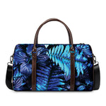 Blue Tropical Leaves Print Duffle Bag