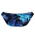 Blue Tropical Leaves Print Fanny Pack