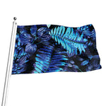 Blue Tropical Leaves Print Flag