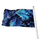 Blue Tropical Leaves Print Flag