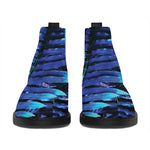 Blue Tropical Leaves Print Flat Ankle Boots