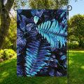 Blue Tropical Leaves Print Garden Flag