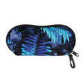 Blue Tropical Leaves Print Glasses Case