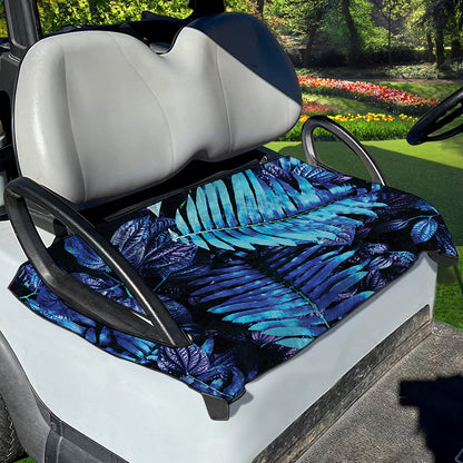 Blue Tropical Leaves Print Golf Cart Seat Cover