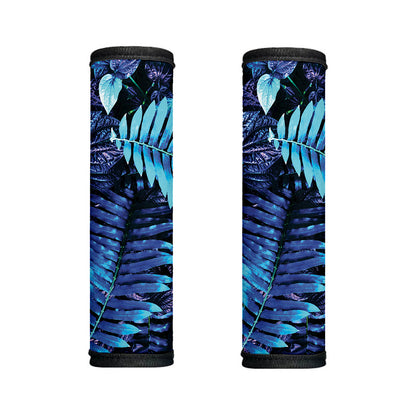 Blue Tropical Leaves Print Handle Covers