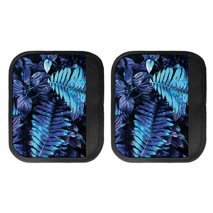 Blue Tropical Leaves Print Handle Covers
