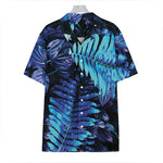 Blue Tropical Leaves Print Hawaiian Shirt