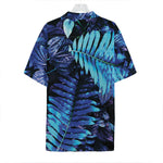 Blue Tropical Leaves Print Hawaiian Shirt