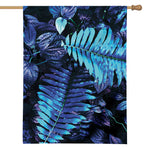 Blue Tropical Leaves Print House Flag