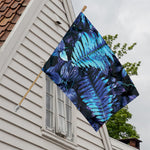 Blue Tropical Leaves Print House Flag