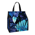Blue Tropical Leaves Print Insulated Lunch Tote