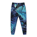 Blue Tropical Leaves Print Jogger Pants