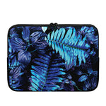 Blue Tropical Leaves Print Laptop Sleeve