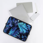 Blue Tropical Leaves Print Laptop Sleeve