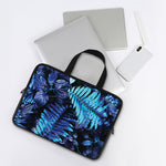 Blue Tropical Leaves Print Laptop Sleeve With Handle