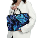 Blue Tropical Leaves Print Laptop Sleeve With Handle