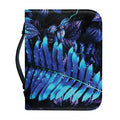 Blue Tropical Leaves Print Leather Bible Cover