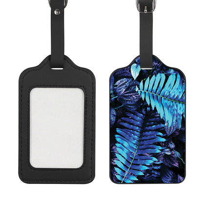 Blue Tropical Leaves Print Luggage Tag