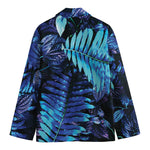Blue Tropical Leaves Print Men's Blazer