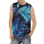 Blue Tropical Leaves Print Men's Fitness Tank Top