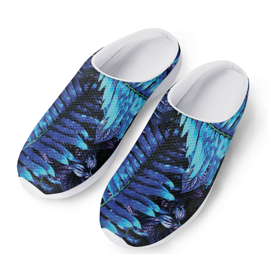Blue Tropical Leaves Print Mesh Casual Shoes