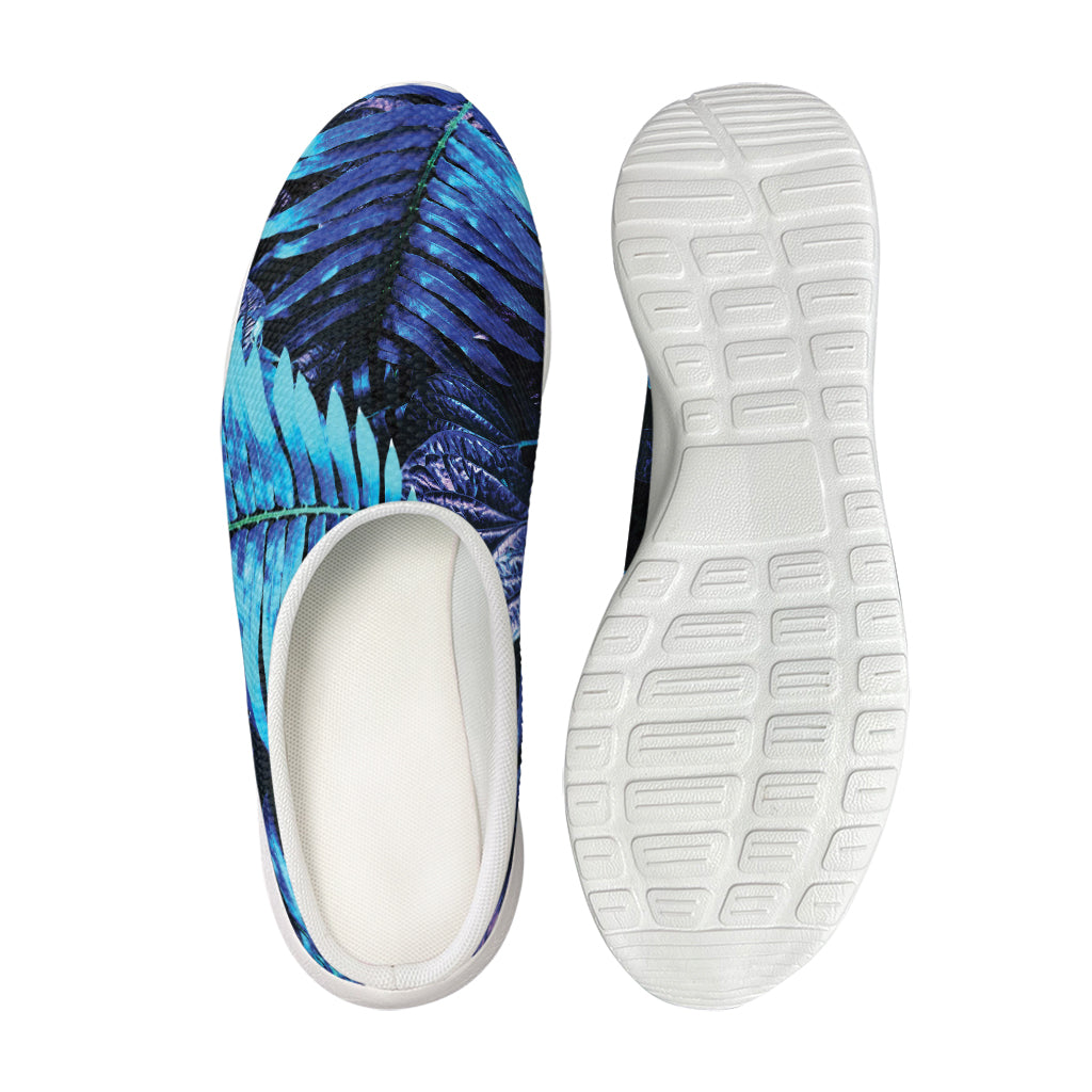 Blue Tropical Leaves Print Mesh Casual Shoes