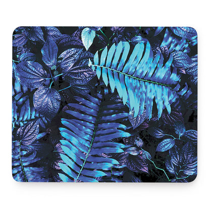 Blue Tropical Leaves Print Mouse Pad