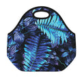 Blue Tropical Leaves Print Neoprene Lunch Bag