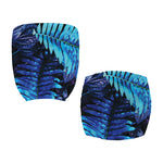 Blue Tropical Leaves Print Office Chair Cover