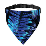 Blue Tropical Leaves Print Over The Collar Dog Bandana