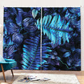 Blue Tropical Leaves Print Pencil Pleat Curtains