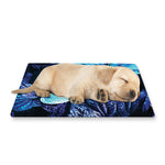 Blue Tropical Leaves Print Pet Cooling Mat Cover