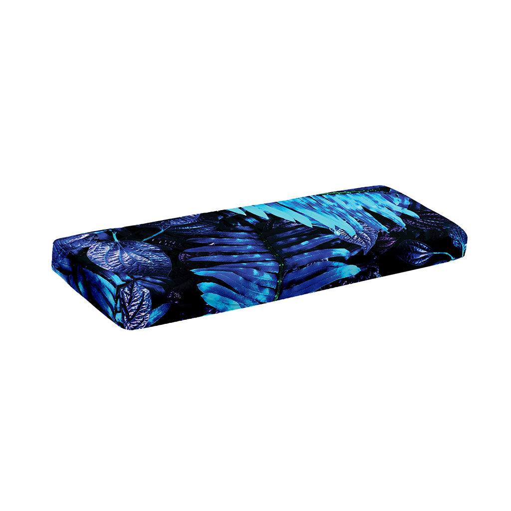 Blue Tropical Leaves Print Piano Keyboard Cover