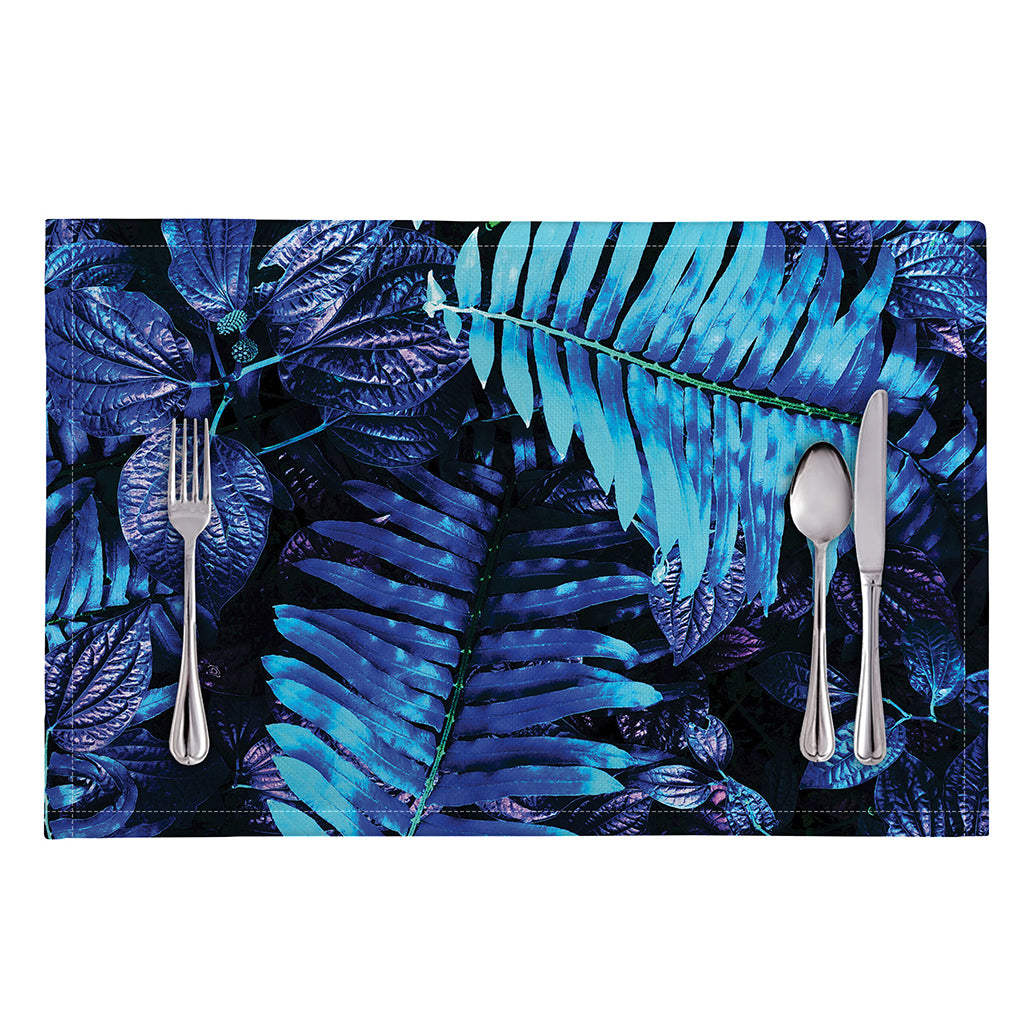 Blue Tropical Leaves Print Placemat