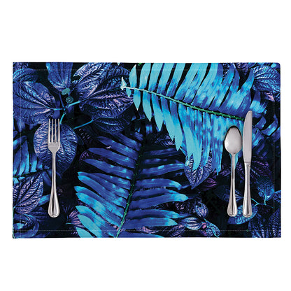 Blue Tropical Leaves Print Placemat